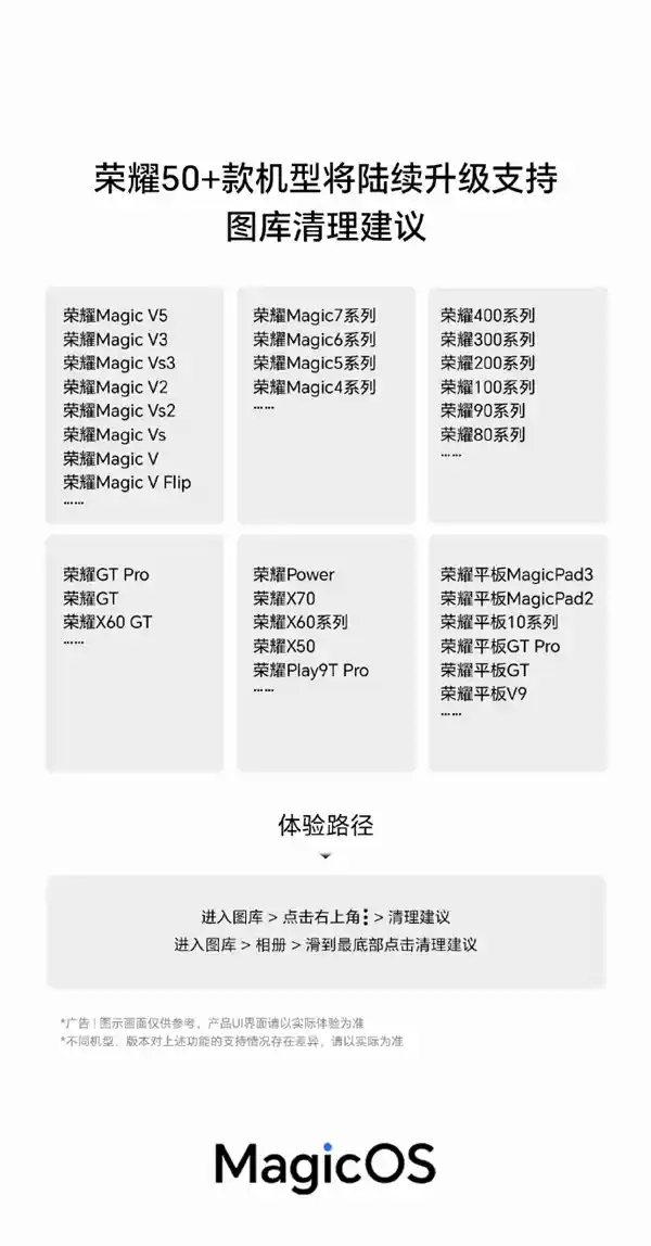 荣耀图库升级:50+机型解锁智能清理新体验