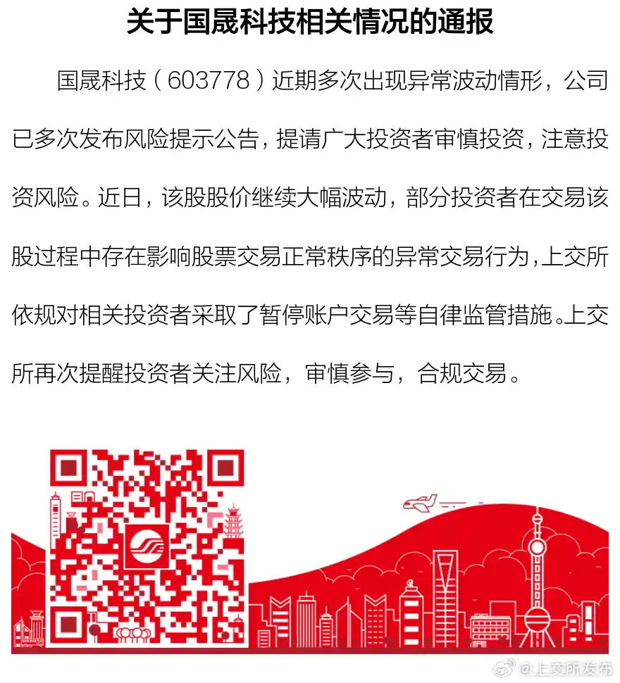 上交所重拳出击 国晟科技投资者账户被暂停交易