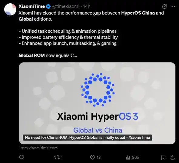 小米澎湃OS全球版重磅升级！海外用户告别刷机焦虑，性能飙升体验直追中国版